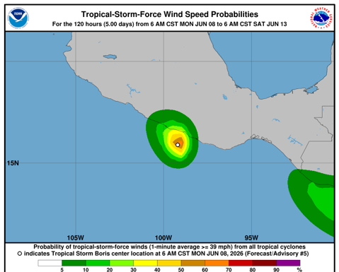 NHC: Se forma tormenta tropical Boris en el Pacífico