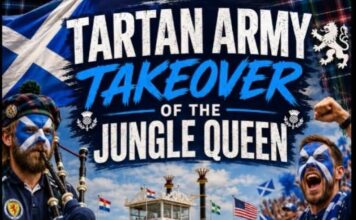 Jungle Queen Riverboat en Fort Lauderdale celebra Copa Mundial FIFA con legendario «Tartan Army»